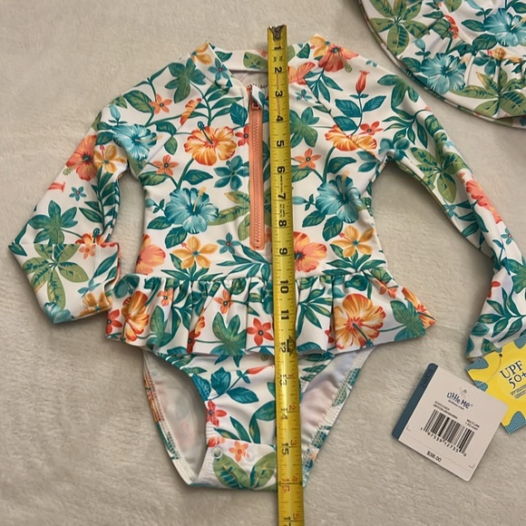 Little Me Tropical One-Piece Infant Rashguard swimsuit - Picture 9 of 14